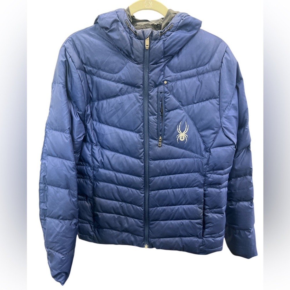Spyder Blue Puffer Jacket with Chevron Quilting